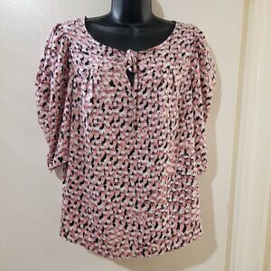 Adrienne Vittadini Pink/Black Top Size M